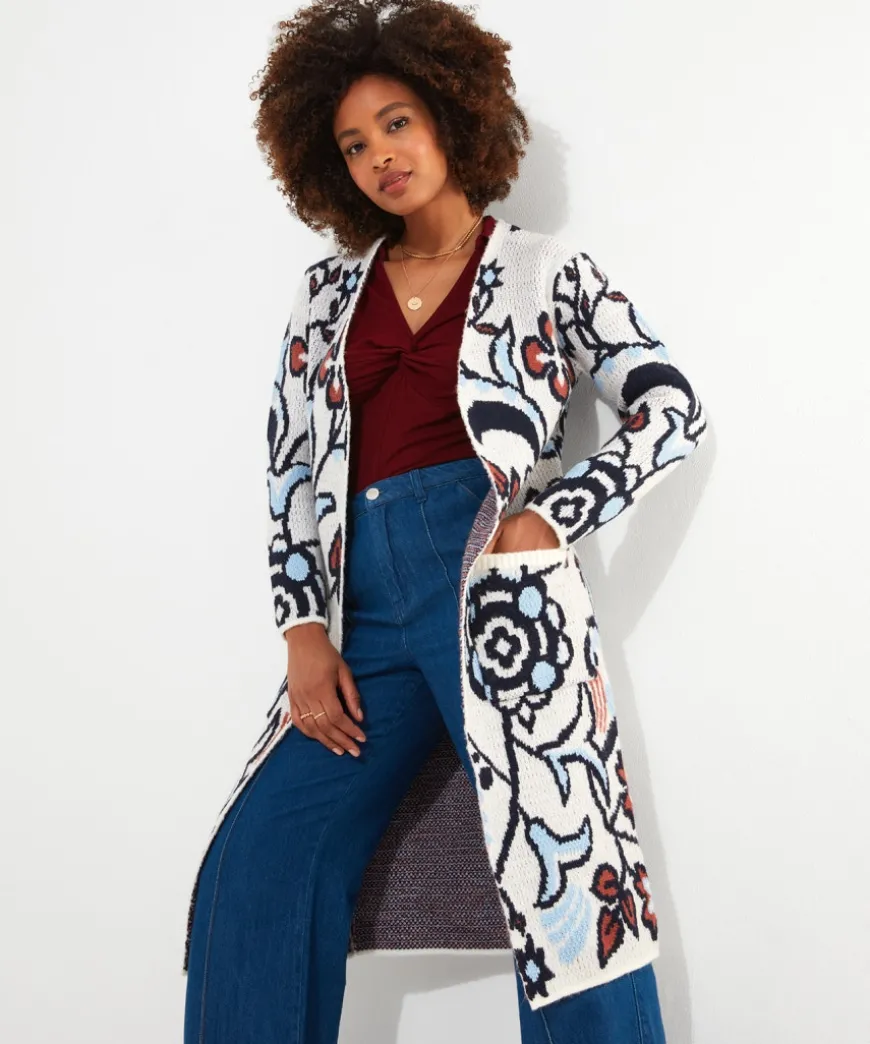 fancy_floral_cardigan_3.webp Knitwear & Cardigans<Joe Browns Fancy Floral Cardigan