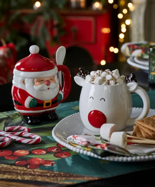 Christmas Decorations<Joe Browns Festive White Reindeer Mug