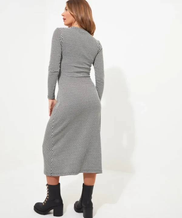 Dresses<Joe Browns Geo Jacquard Ruched Side Jersey Dress