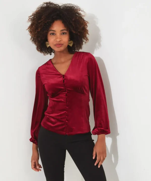 Tops& Tunics & Shirts<Joe Browns Gorgeous Velour Button Top