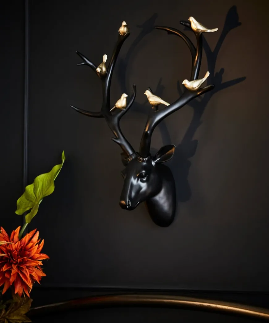 rebel_deer_head_with_gold_0.webp Home Accessories<Joe Browns Rebel Deer Head With Gold Birds