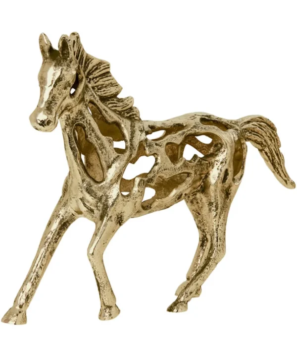 Home Accessories<Joe Browns Set Of 2 Cast Iron Antique Gold Horse Statues